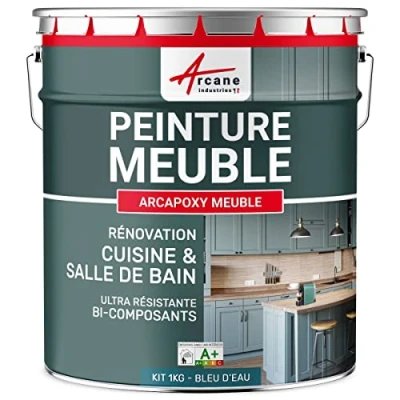 Image de Peinture MEUBLE Cuisine, Salle de Bain Résine Epoxy Bi composant ARCAPOXY 1 kg (jusqu&#039;à 12 m² en 2 couches) Bleu D&#039;eau RAL 5021 ARCANE INDUSTRIES