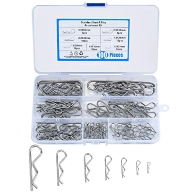 Image de 100 Pièces Goupilles de Retenue, R Clips Fendue, Assortiment à Ressort Fixation, Cotter Pins pour Remorque Voiture