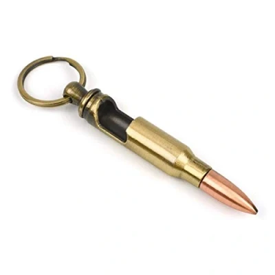 Image de Bar Amigos Décapsuleur militaire rétro Porte clés 3&quot; Calibre .308 Winchester, alliage, laiton vieilli, 8 x 1 cm