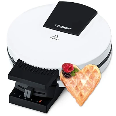 Image de Cloer 120 Gaufrier pour gaufres au format XXL, taille de gaufre 19,5 cm, 1200 watts, lumière cuisson, métal, blanc