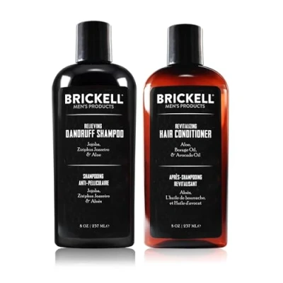 Image de Brickell Men&#039;s Daily Relieving Hair Care Routine, Ensemble shampoing et après shampooing pour hommes, naturel biologique