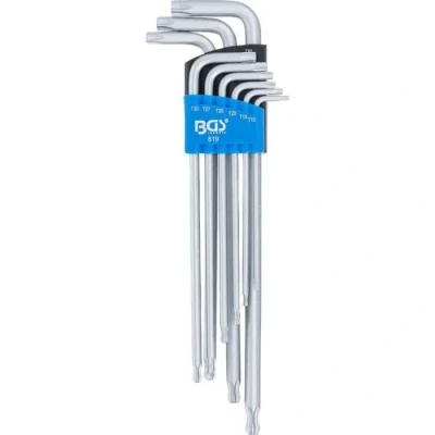 Image de CLES TORX EXTRA LONGUES TETES SPHERIQUES (A BOULE) T10 à T50 9 PCS