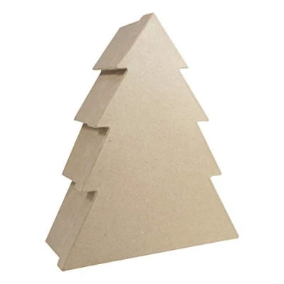 Image de Décopatch BT057C Un support en papier brun mâché 10x25x29,5 cm, Boite sapin M
