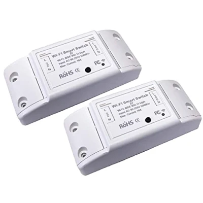 Image de LEDLUX SH101WR, 2 Pièces Smart WiFi + RF Switch, Compatible avec Alexa Google Home (WIFI 16A) 10A)