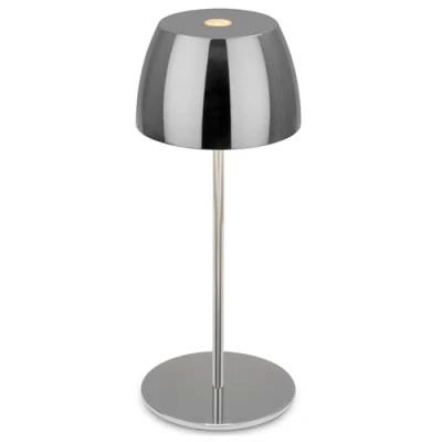 Image de BRILONER Mini lampe de table LED sans fil IP44 avec touche, variateur continu, batterie et source lumineuse interchangeables, chevet, salon, LED, 8x20 cm (DxH), chrome
