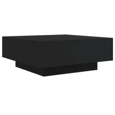 Image de vidaXL Table Basse avec lumières LED Noir 80x80x31 cm