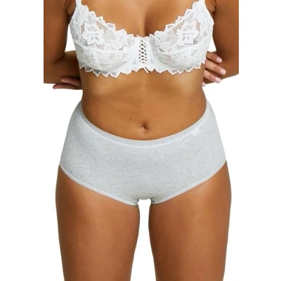 Image de SANS COMPLEXE Femme Classique Coton B Lot De 2 Slips Taille Midi À Couvrance Moyenne, Gris Chine + Chine, 48 EU