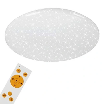 Image de Briloner Leuchten 3368 016 LED, plafonnier avec décor étoilé, à Gradation, télécommande, Fonction veilleuse, réglage de la température Couleur (3.000 6.500 Kelvin), Ø 56cm, 50 W, Blanc