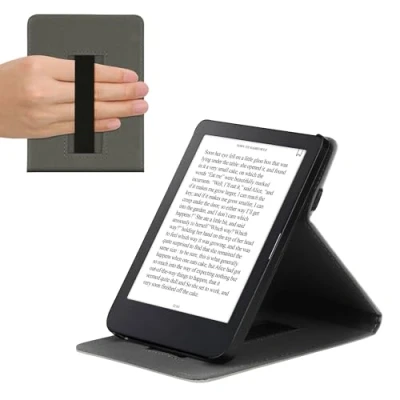 Image de kwmobile Étui pour liseuse électronique Compatible avec Kobo Clara 2E Housse Rabat Simili Cuir argenté