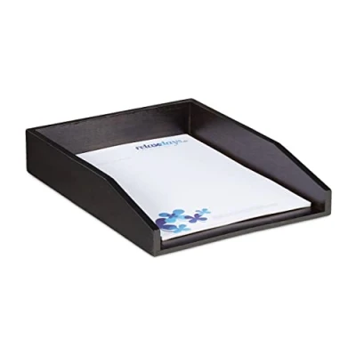 Image de Relaxdays 10023237 Corbeille à Courrier Empilable, Papier Format A4, Bureau, Range Documents &amp; Lettres, Bambou, 6x25x33cm, Brun, Marron Foncé, HLP 6,5 x 25 33,5 cm