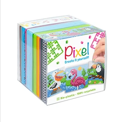 Image de PixelHobby Pixel P29023 Kit de Bricolage Oiseaux au Bord du lac, système d&#039;assemblage comme Loisir créatif pour Enfants à partir 6 Ans, boîte Cubes avec Motifs et carrés Pixels