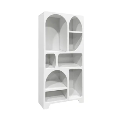Image de sweeek Etagère bibliothèque Organique Effet Bois Blanc 8 Compartiments
