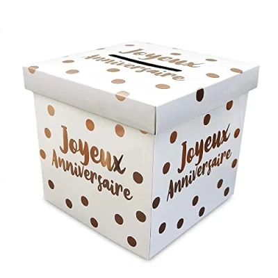 Image de Sud Trading URNE Joyeux Anniversaire, Carton, Carrée, Multicolore