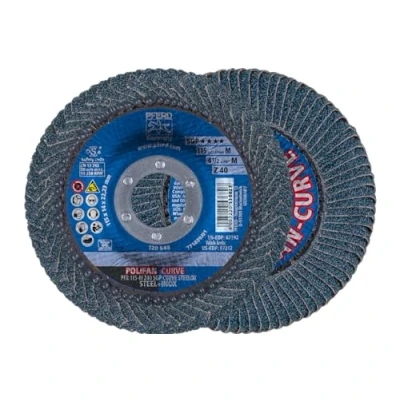 Image de Disque à rabats POLIFAN® CurVE 4 1/2&quot; x 7/8&quot; SGP, Zirconium, Grain 40, Rayon moyen