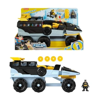 Image de Fisher Price Imaginext DC Super Friends Bat Tank Transformable avec figurine sons, lumières et projectiles pour les enfants à partir de 3 ans, HVY04