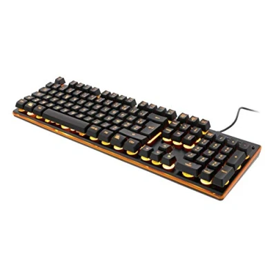 Image de DELTACO GAMING Clavier Gamer Compact (AZERTY) 105 Touche à Membrane Réduction Bruit Rétroéclairé LED Orange 25 Keys Anti Ghosting 10 Raccourcis Multimédia USB Filaire