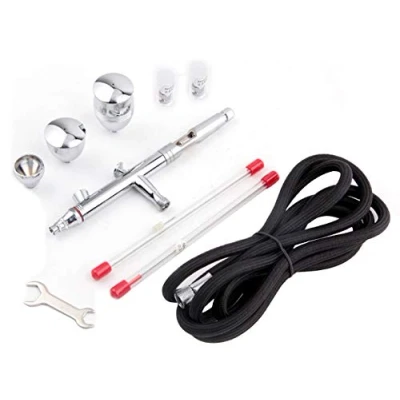Image de Fengda Airbrush FE 183K Set d&#039;aérographe Double Action de précision pour Alimentation par gravité avec 3 Tailles Bonnet et Buses (0.3, 0.5 0.8mm)