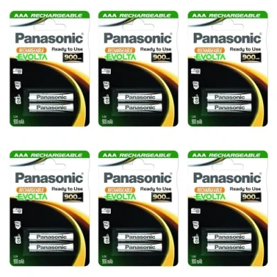 Image de PANASONIC Lot de 3 Blisters 2 Piles Rechargeables Evolta AAA Micro HR03 900 mAh 1,2 V