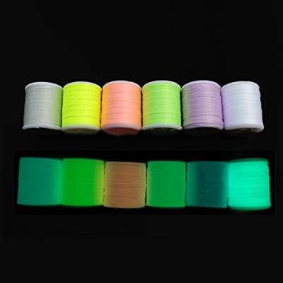 Image de Tigofly fil de lumineux 150D deniers pour fixation mouches, couleurs assorties, 6 bobines, polyester, 0,3 mm, 40 yards/bobine