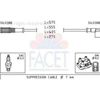 Image de FACET Weber SPi 4.8616 Jeu De Fils d&#039;Allumage Made in Italy OE Equivalent FIAT: Panda I 3/5 portes, Punto Seicento / 600 portes