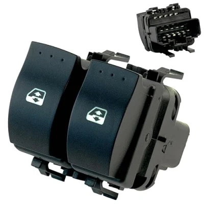 Image de Bouton leve vitre compatible pour Clio 2, Laguna Megane Scenic Trafic Primastar, Vivaro A (1998 2014) NON CONFORT. Interrupteur lève avant gauche (conducteur) 8200060045