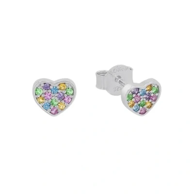 Image de s.Oliver boucles d&#039;oreilles à tige en argent sterling 925, pour enfants, avec zircone synthétique, 0,7 cm, bleu, cœur, livré dans une boîte cadeau, 2036824