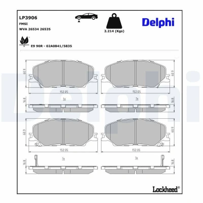 Image de Kit de plaquettes frein, frein à disque DELPHI LP3906