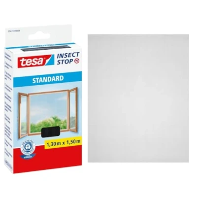 Image de Tesa Insect Stop Auto Agrippant STANDARD pour Fenêtres Filet Anti Moustiques Adhésif Découpable à la Dimension Souhaitée Anthracite, 130 cm x 150