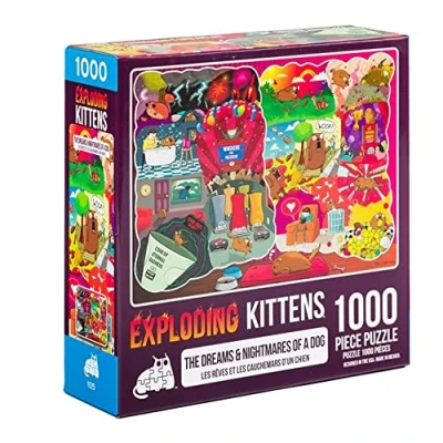 Image de Exploding Kittens Jigsaw Puzzles For Adults The Dreams &amp; Nightmares of a Dog 1000 Piece Family Fun Game Night
