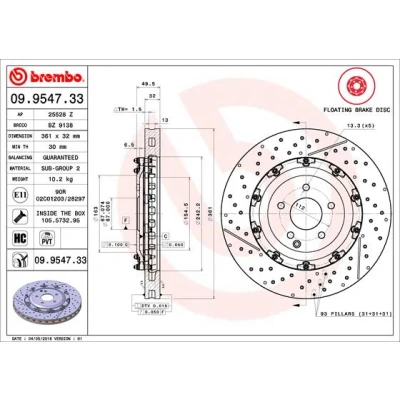 Image de BREMBO TWO PIECE FLOATING DISCS LINE 09.9547.33 Disque de frein MERCEDES BENZ: CLK Coupe, SLK, Cabriolet