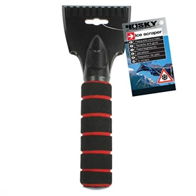 Image de Sumex ICE0080 Husky Grattoir à Glace pour fenêtres de Voiture, camionnette ou Pare Brise avec poignée Douce Rouge et Noir