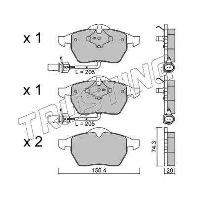 Image de TRUSTING 188.3 Jeu de plaquettes frein contact signal d&#039;usure inclus AUDI: A6 C5 Avant, Berline