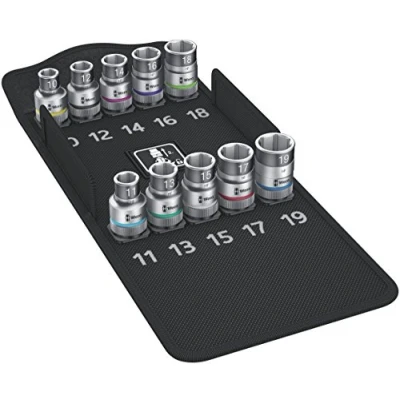 Image de Wera 05004203001 8790 HMC HF 1 Zyklop socket set avec 1/2&quot; drive, holding fonction, 10 pièces, Multicolore Taille Unique