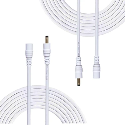 Image de Liwinting 2 Pièces 3 Mètres Rallonge Cordon d&#039;alimentation DC 1.35mm x 3.5mm Mâle à Femelle Plug Cordon, Adapté pour Appareils Photo, Adaptateur Secteur, Caméra IP sans Fil Blanc