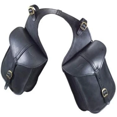 Image de PIONEER Sacs de Selle en Cuir pour Chevaux Idéaux l&#039;Équitation, la Randonnée et les Balades à Cheval Conception Arrière Forme Banane Résistants Confortables Noir