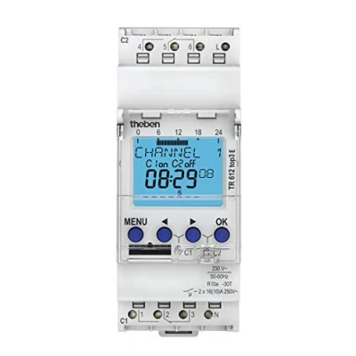 Image de Theben TR 612 Top3 e Horloge programmable numérique à 2 canaux avec réserve de Marche 10 Ans Version réimportée sans Support Allemand