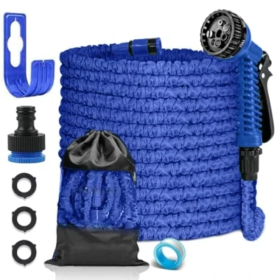 Image de FASCINATDECO Tuyau d&#039;Arrosage Extensible 15m, Arrosage Extensible, Flexible avec 7 Modes d&#039;Arrosage, Léger et Facile à Ranger Pour Irrigation, Laver La Voiture, Baigner