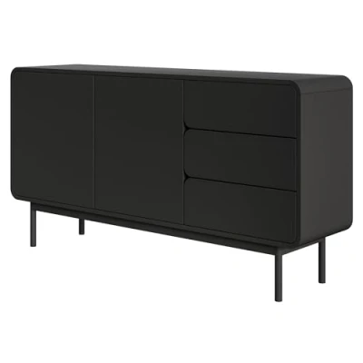 Image de Commode ORO 154 cm avec trois tiroirs noir