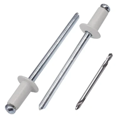 Image de SKIR&#039;CO Lot de 100 rivets aveugles peints 4,0 x 8 mm, pop en aluminium, foret inclus (gris blanc RAL 9002)