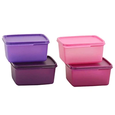 Image de Tupperware Tupin Keep Tab Plastic Container Set (500 ml, Multicolour) of 4