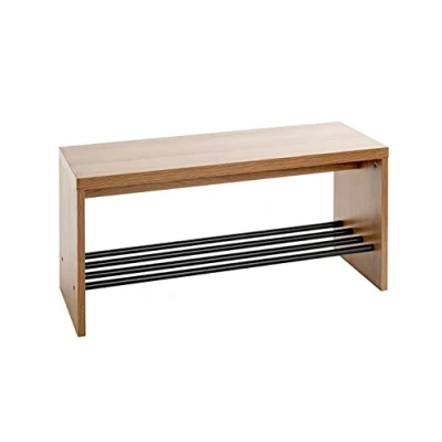Image de HAKU Möbel Banc à Chaussures, MDF, chêne, Noir, L 80 x P 30 H 40 cm