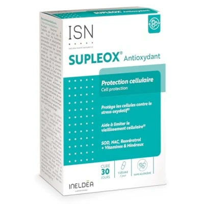 Image de ISN Supleox® Antioxydant A base de Resvératrol, NAC, SOD, vitamines C &amp; E Aide à protéger les cellules contre le stress oxydatif Cure 30 jours