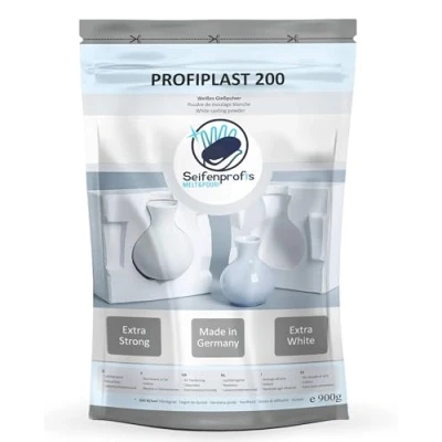 Image de Seifenprofis Profiplast Lot de 200 poudres coulée à relief 900 g Emballage d&#039;essai Extra blanc, poudre coulée, pâte couler, modelage, structuration, adultes