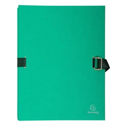 Image de Exacompta Réf. 223245E Carton de 10 chemises à dos extensible en papier toilé couleur fermeture par sangle avec rabat pied boucle coulisseau cranté dim 24 x 32 cm orange