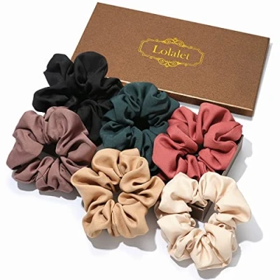 Image de Lolalet 6 Chouchous Cheveux en Satin, Chouchou Scrunchie avec Couleur Différente, Ties Cordes Élastiques pour Filles Femmes de Tous Âges