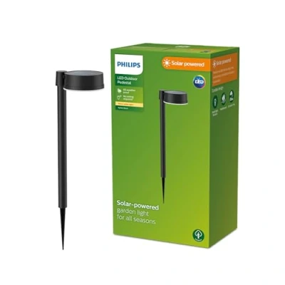 Image de Philips Vynce Applique murale solaire d&#039;extérieur 1,5 W 2700 K Noir IP44 Résistant aux intempéries