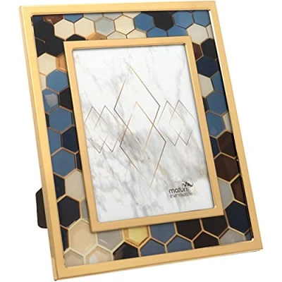 Image de Maturi Cadre photo hexagonal multicolore en acier inoxydable 6 x 8/15 20 cm