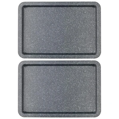 Image de Salter Plaque de cuisson Set 2 four antiadhésive en acier au carbone, Facile à nettoyer, Solide et durable, Longue durée, Sans PFOA, Collection Megastone, Noir/Argent, 37 cm, COMBO 8261