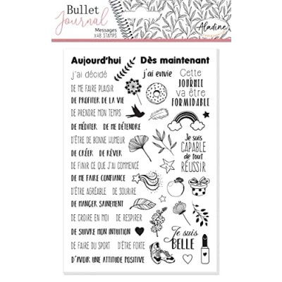 Image de Aladine Stampo Bullet Journal MESSAGE Planche de Tampons en Mousse, Empreinte Silicone Idéal pour Journal, Scrapbooking, Carnets Loisirs Créatifs DIY