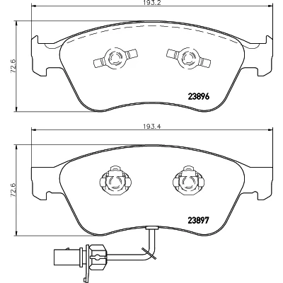 Image de HELLA 8DB 355 009 211 Jeu de plaquettes frein avec contact du palpeur d&#039;usure intégré AUDI: A6 C6 Berline, A8 D3, VOLKSWAGEN: Phaeton